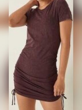 Victoria’s Secret PINK Ruched Mini Dress S Maroon Acid Wash Bodycon